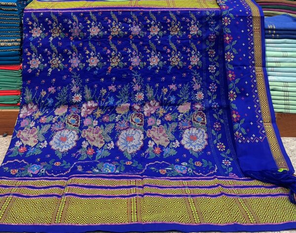 WhatsApp Image 2026-02-27 at 3.29.00 PM Dakmanda – Cobalt Blue Allover Flower Bouquet Design | Handwoven Traditional Wraparound with Chuni