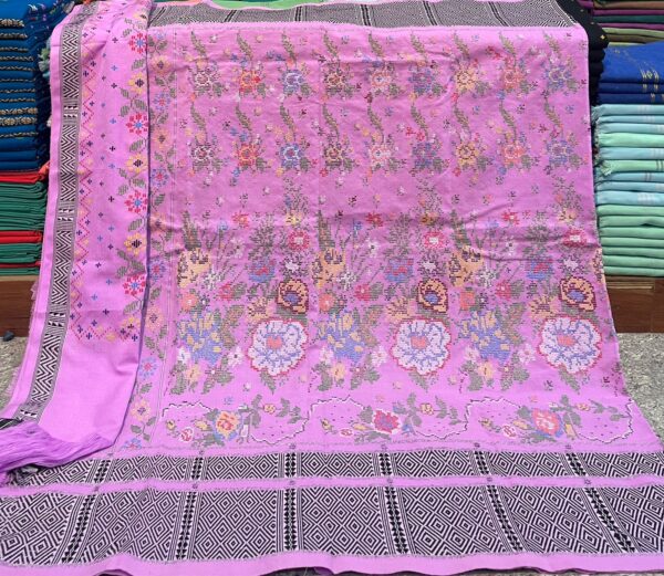 WhatsApp Image 2026-02-27 at 3.29.01 PM Dakmanda – Bubblegum Pink Allover Flower Bouquet Design | Handwoven Traditional Wraparound with Chuni