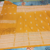 q Loin Loom Traditional Reshmi Mustard Yellow Dakmanda with Chuni