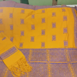 Reshmi Mustard Yellow Dakmanda | Loin Loom Traditional Wraparound with Chuni