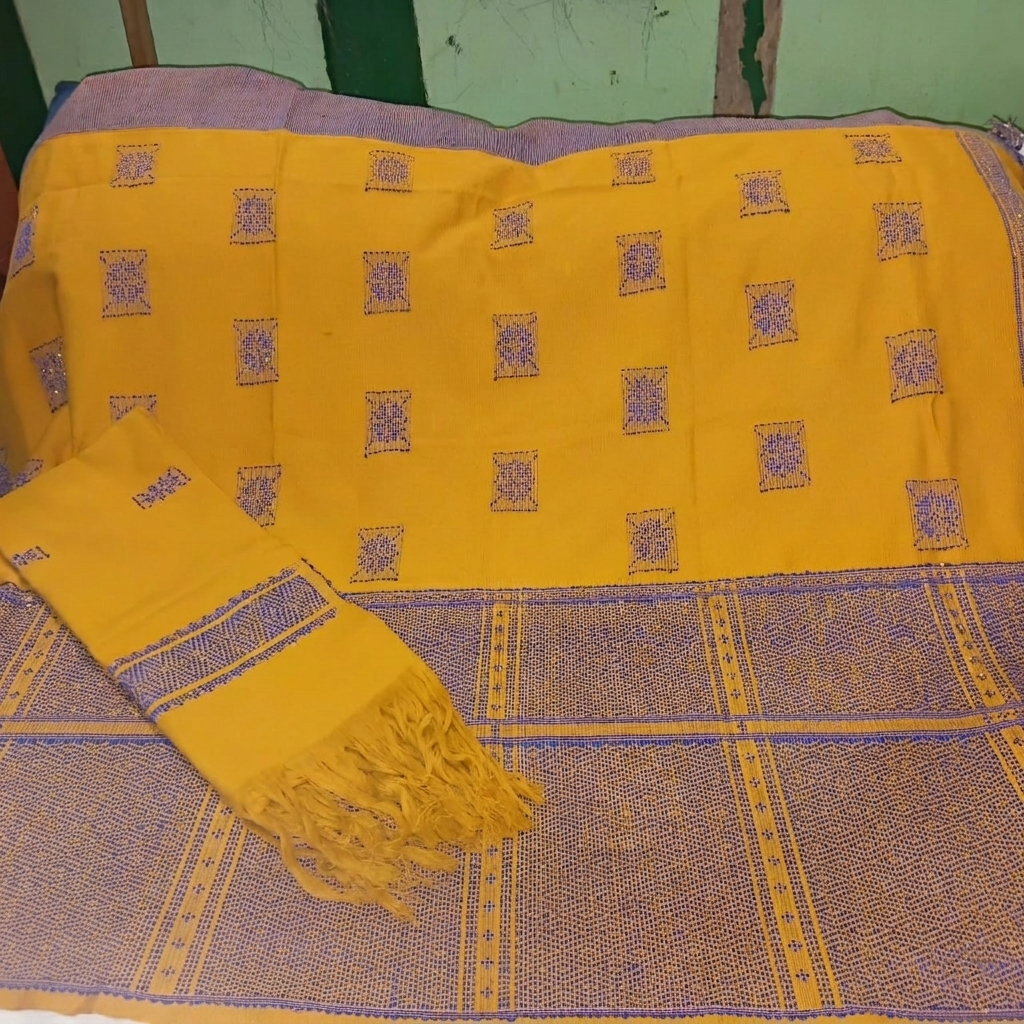 Reshmi Mustard Yellow Dakmanda | Loin Loom Traditional Wraparound with Chuni 3